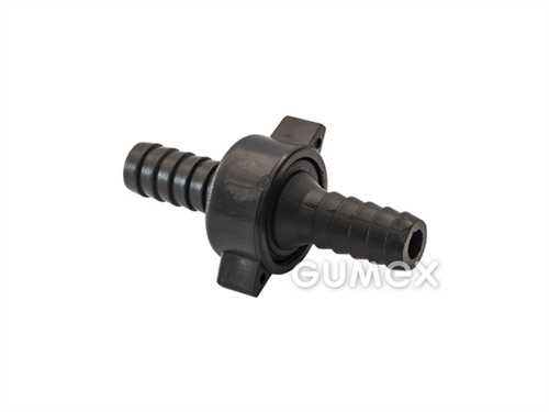 Spojka plastová priama, 13-13mm, vnútorný závit G 3/4", vrátane tesnenia, matica ABS, spojka HDPE, čierna